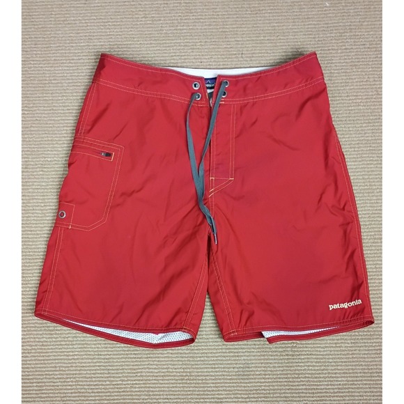 Patagonia Other - Patagonia Wavefarer Board Shorts Men Sz 32 Red Nylon Swim Trunks Side Zip Pocket